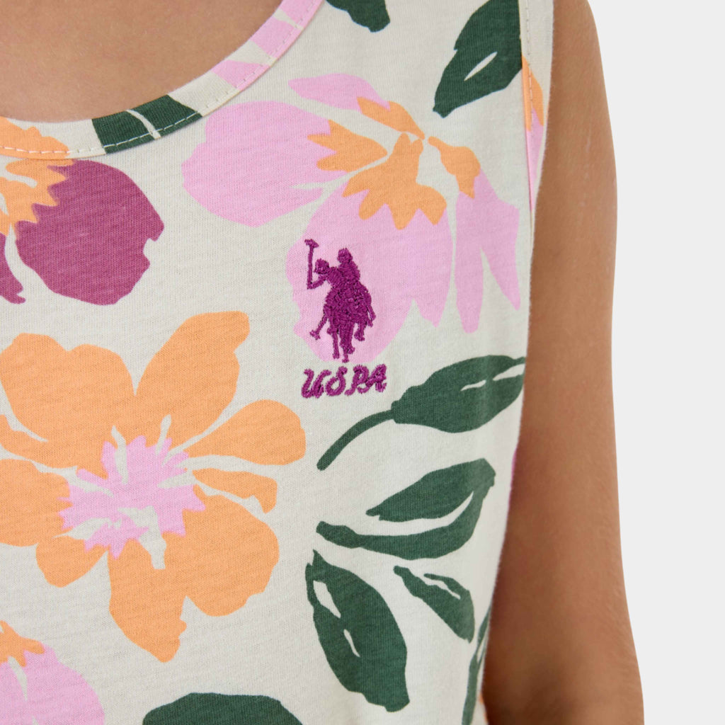 U.S. Polo Assn. | Vivid Floral Kolsuz Kız Çocuk Elbise