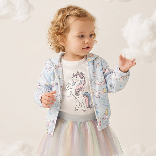 Gökkuşağı Serisi | 3’lü Unicorn Ceket ve Tütü Etek Takımı