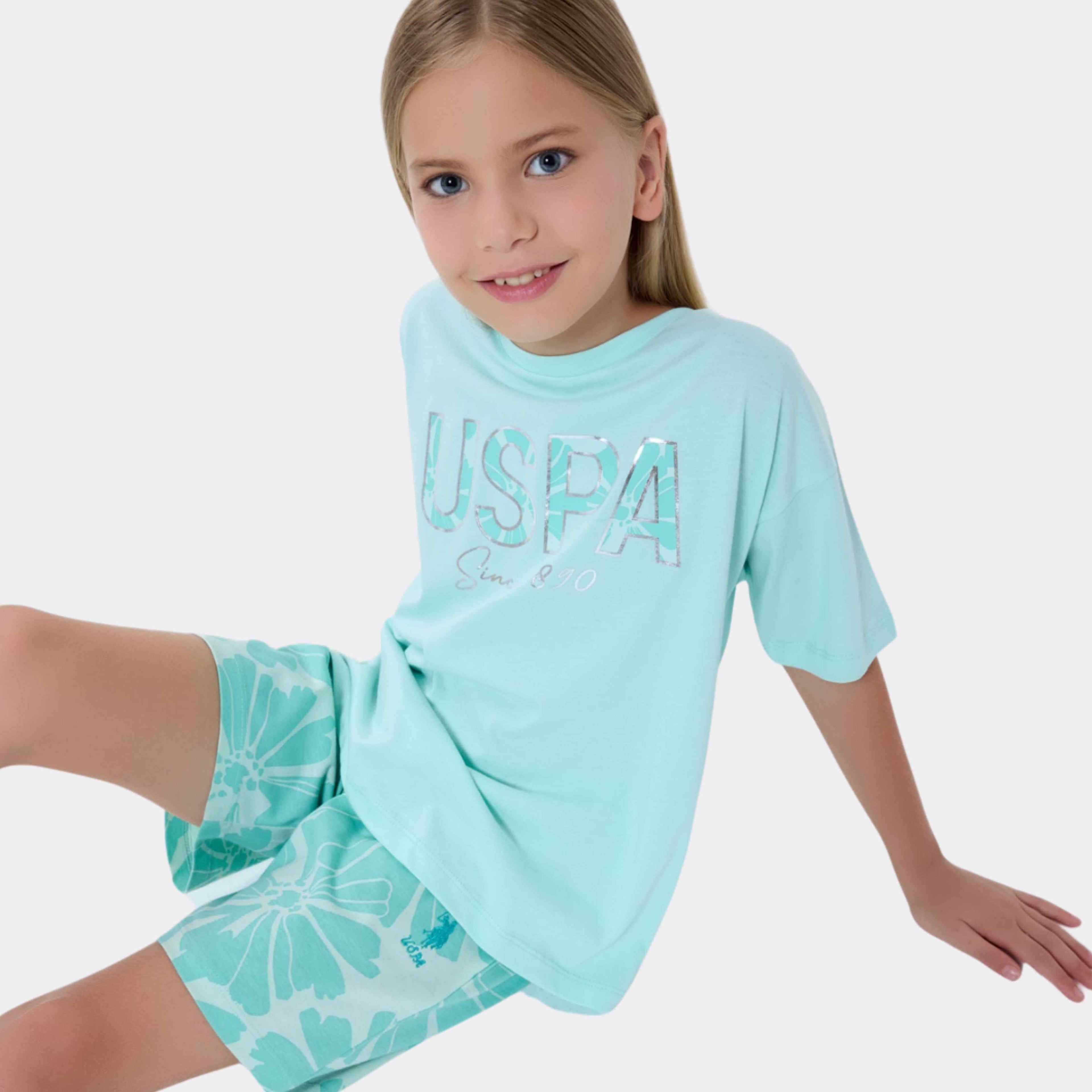 U.S. Polo Assn. | Floral Heritage Gümüş Varaklı Kız Çocuk Takım