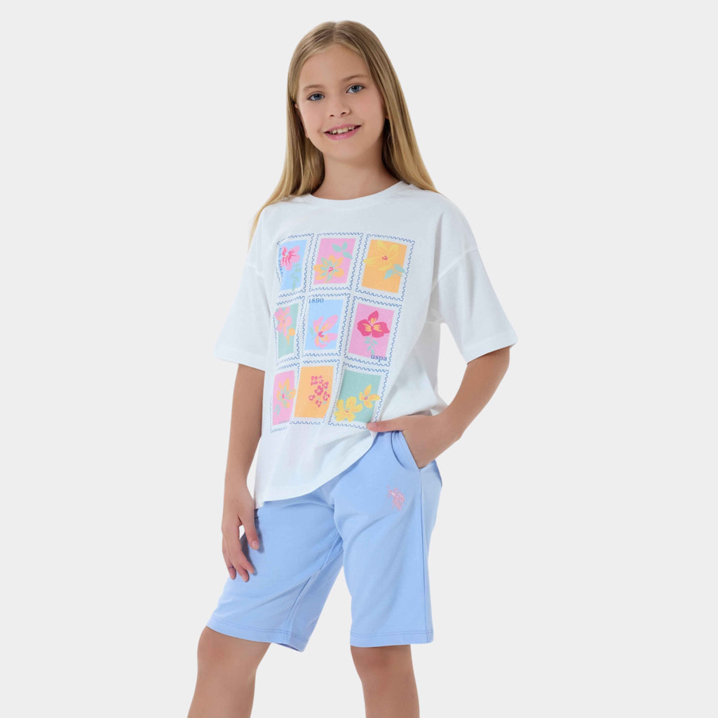 U.S. Polo Assn. | Summer Stamp Floral Kız Çocuk Şortlu Takım