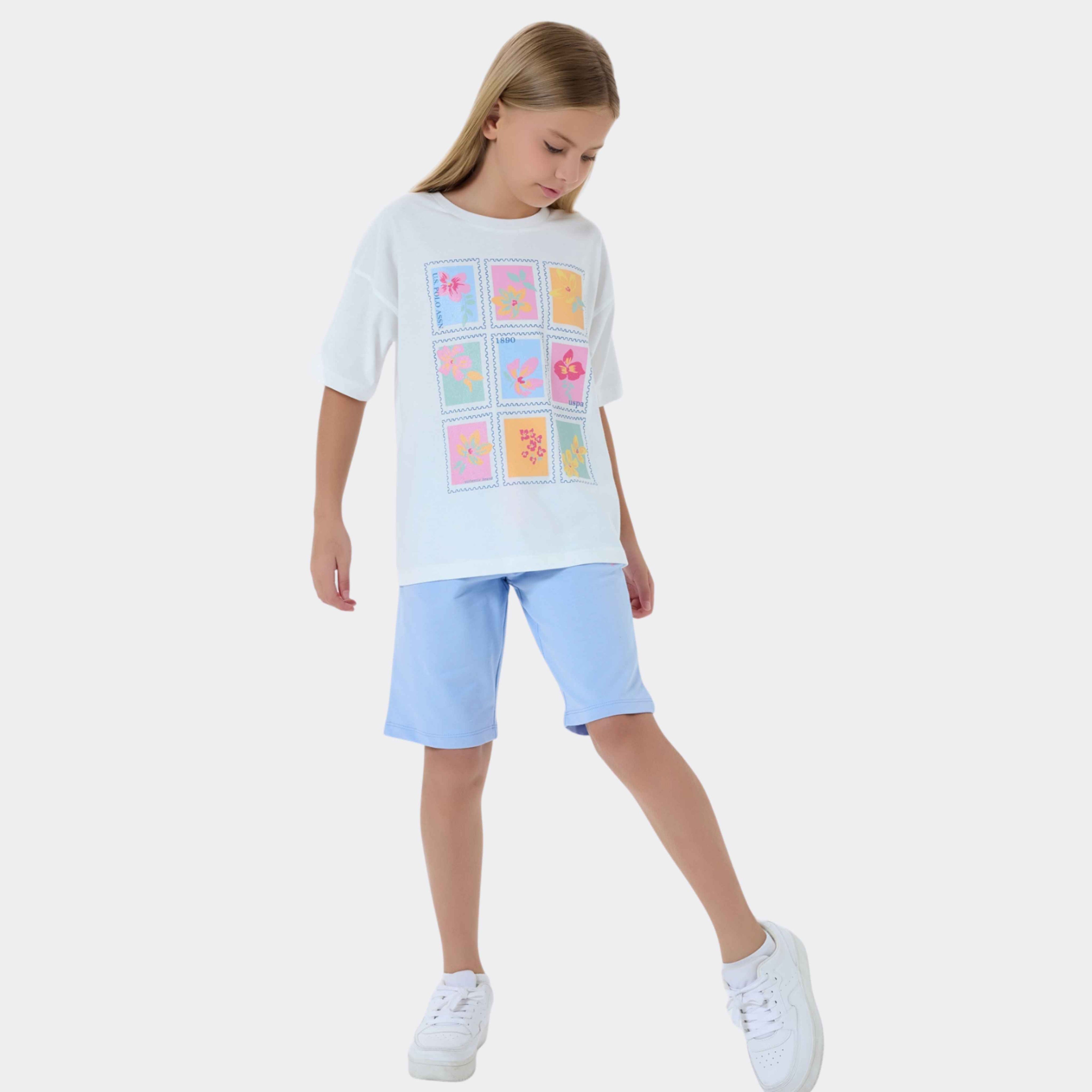 U.S. Polo Assn. | Summer Stamp Floral Kız Çocuk Şortlu Takım