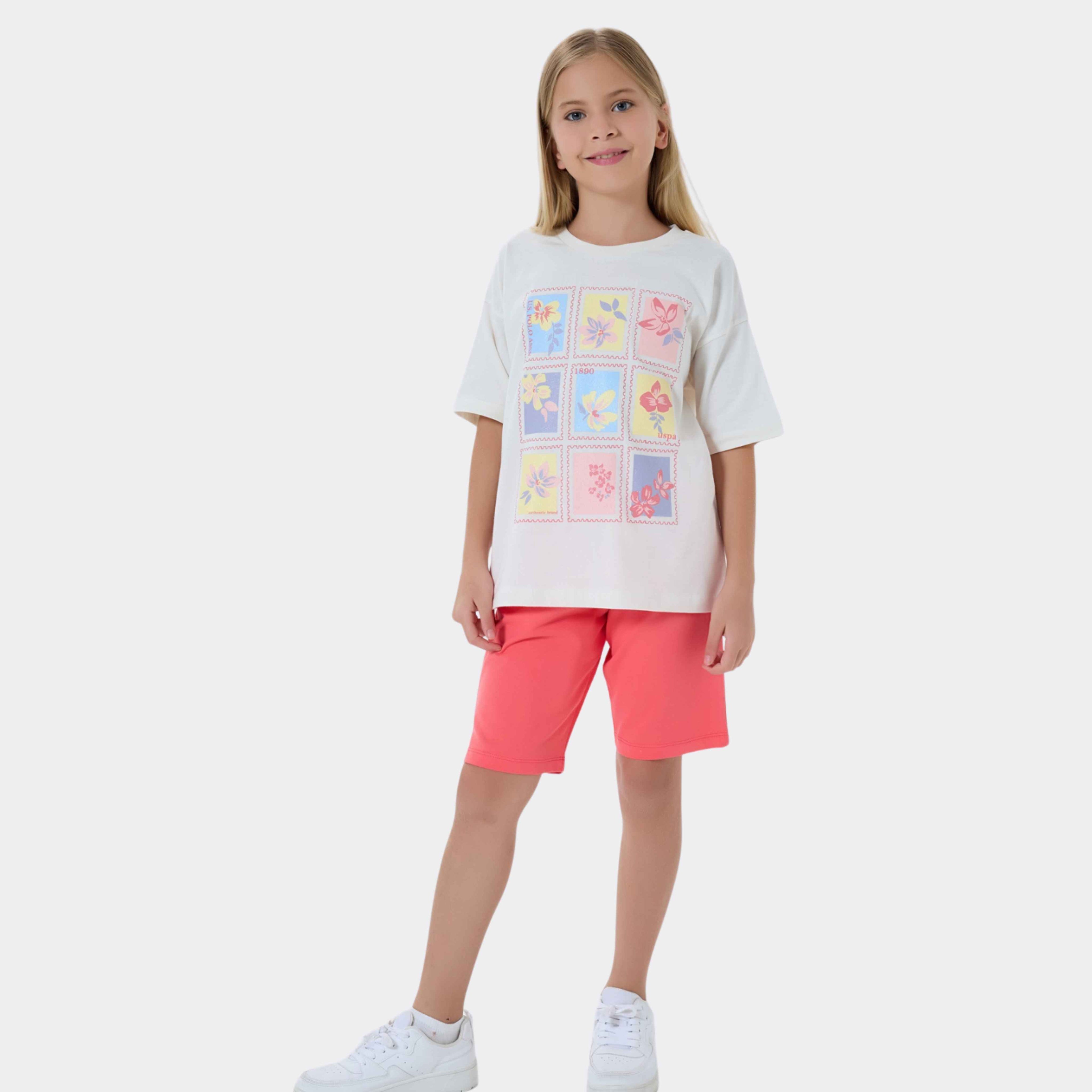 U.S. Polo Assn. | Summer Stamp Floral Kız Çocuk Şortlu Takım