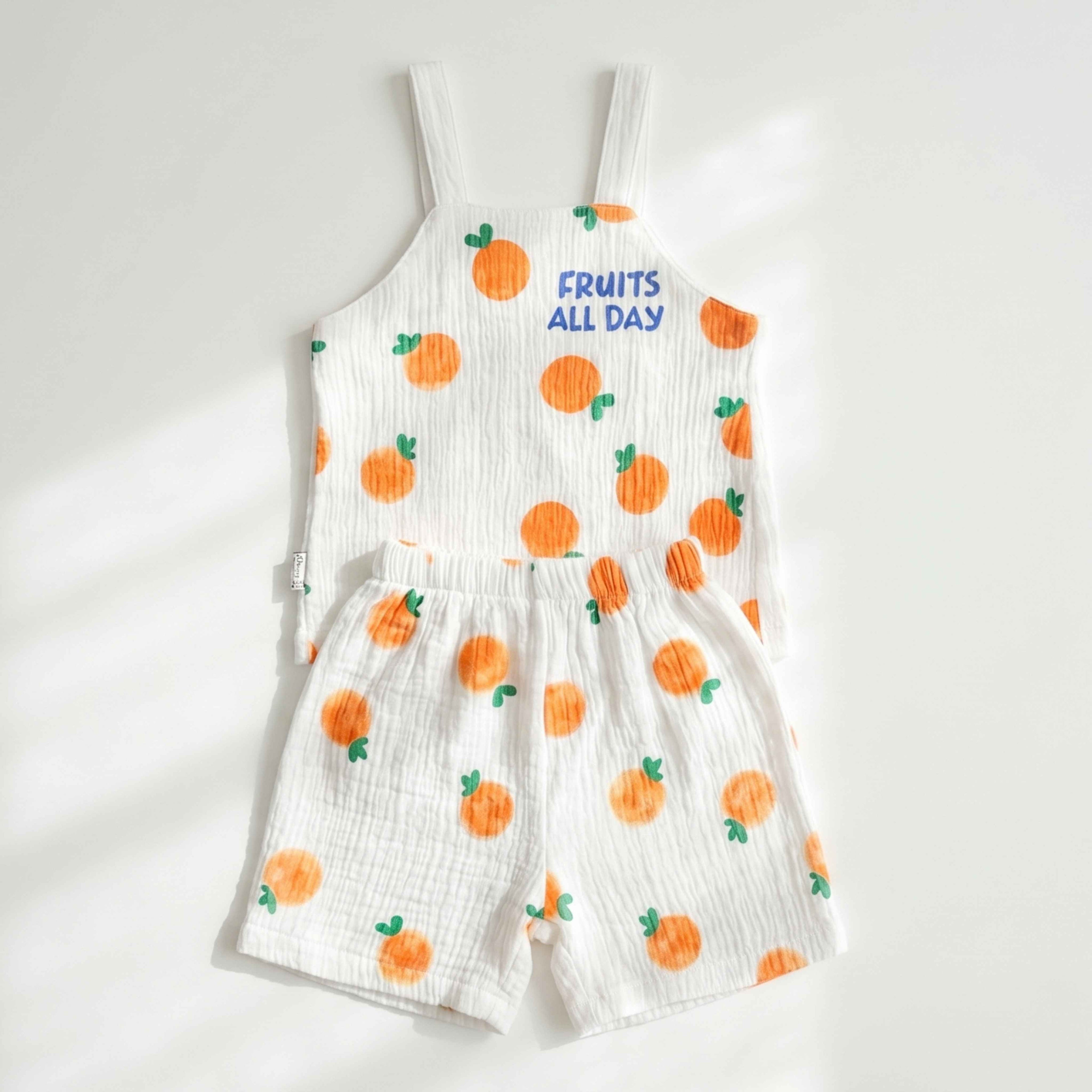 Fruit Serisi | Portakal Desenli Müslin Şort Takım
