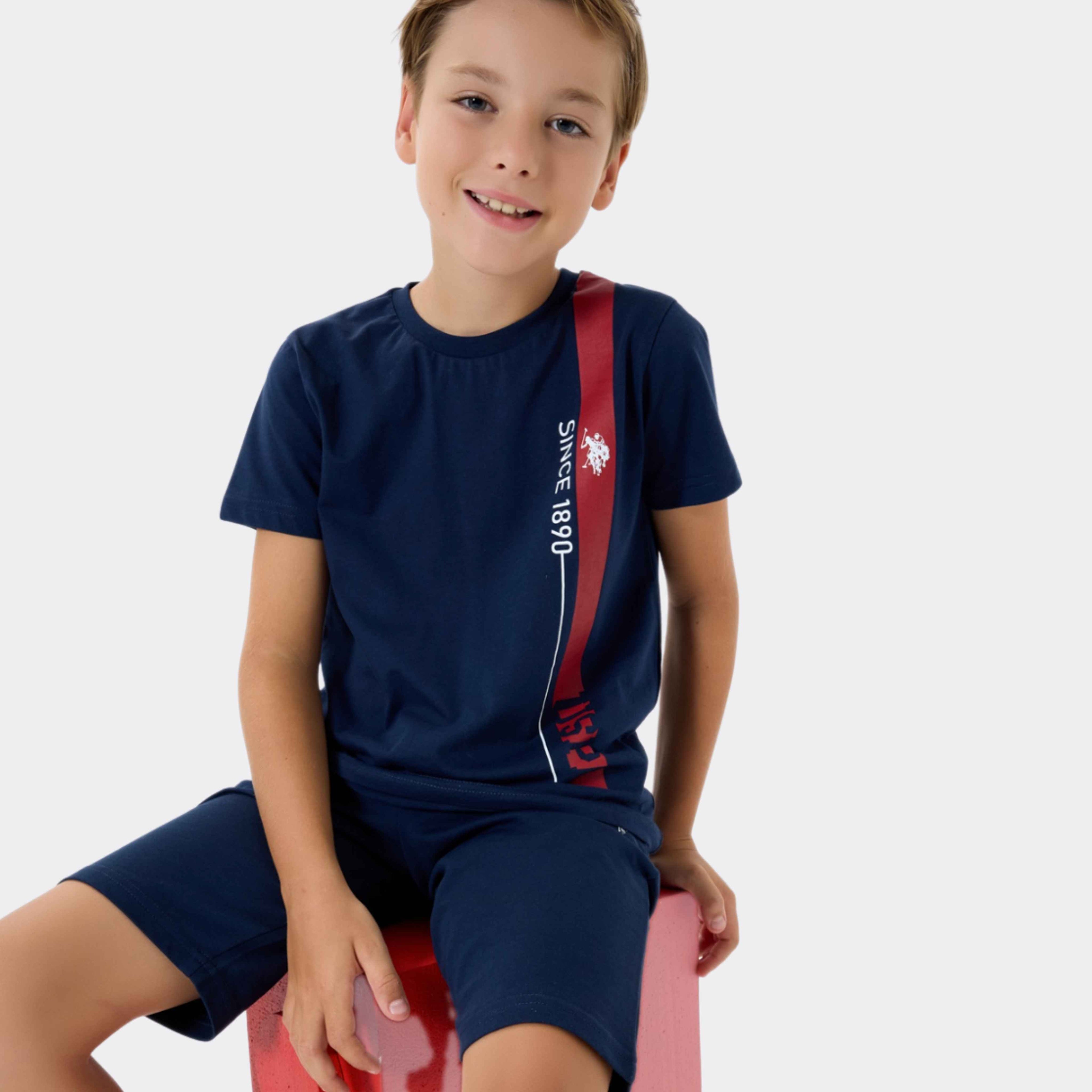 U.S. Polo Assn. | Vertical Stripe Erkek Çocuk Şortlu Takım