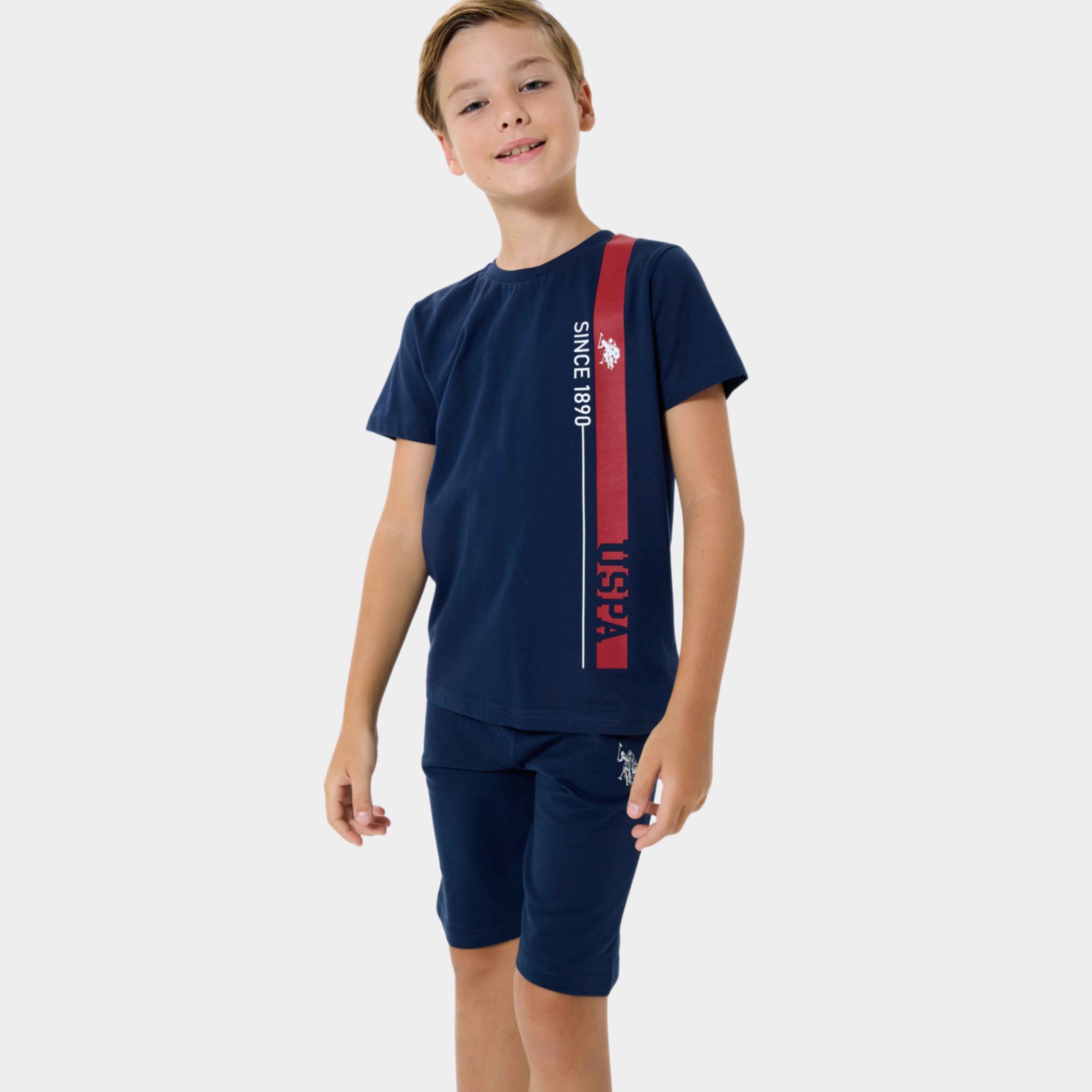 U.S. Polo Assn. | Vertical Stripe Erkek Çocuk Şortlu Takım