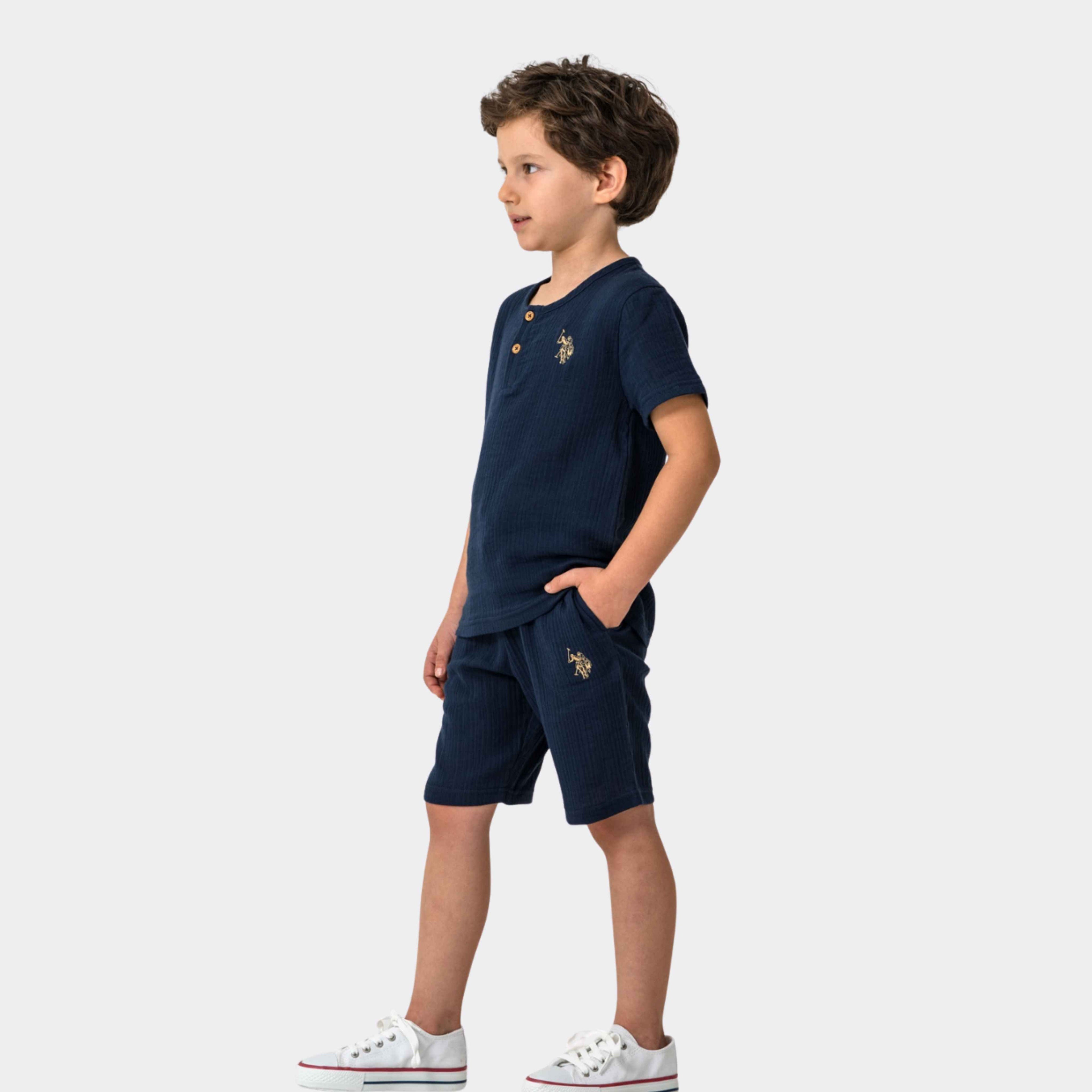 U.S. Polo Assn. | Müslin Dokulu Comfort Erkek Çocuk Şortlu Takım