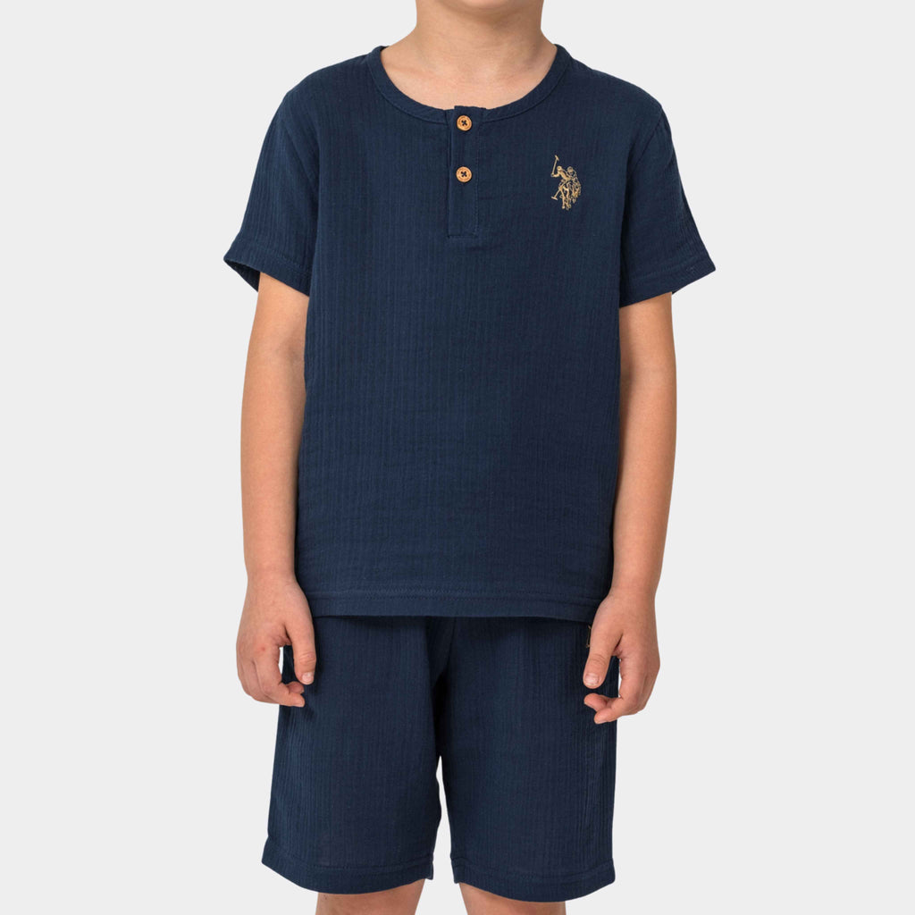 U.S. Polo Assn. | Müslin Dokulu Comfort Erkek Çocuk Şortlu Takım
