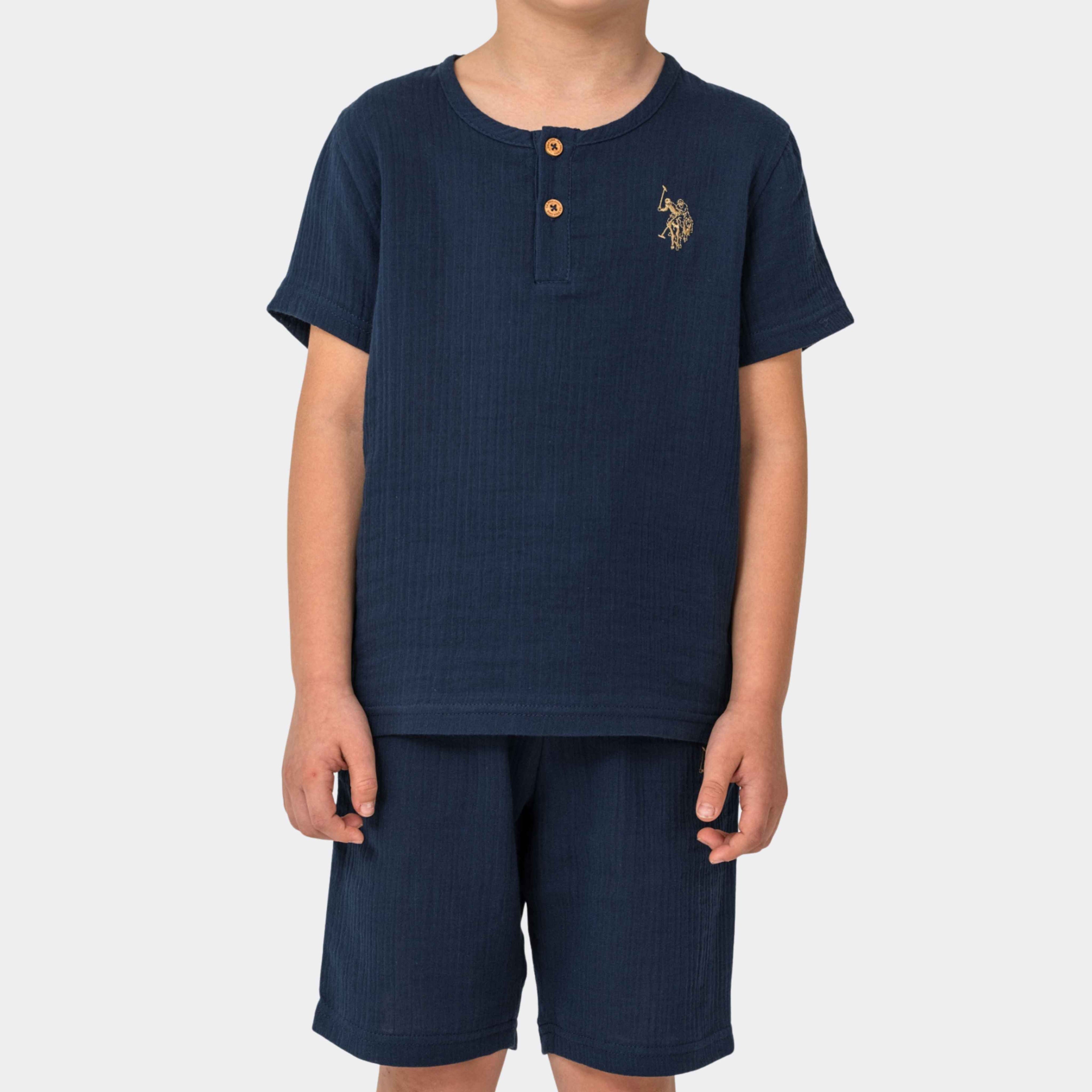 U.S. Polo Assn. | Müslin Dokulu Comfort Erkek Çocuk Şortlu Takım