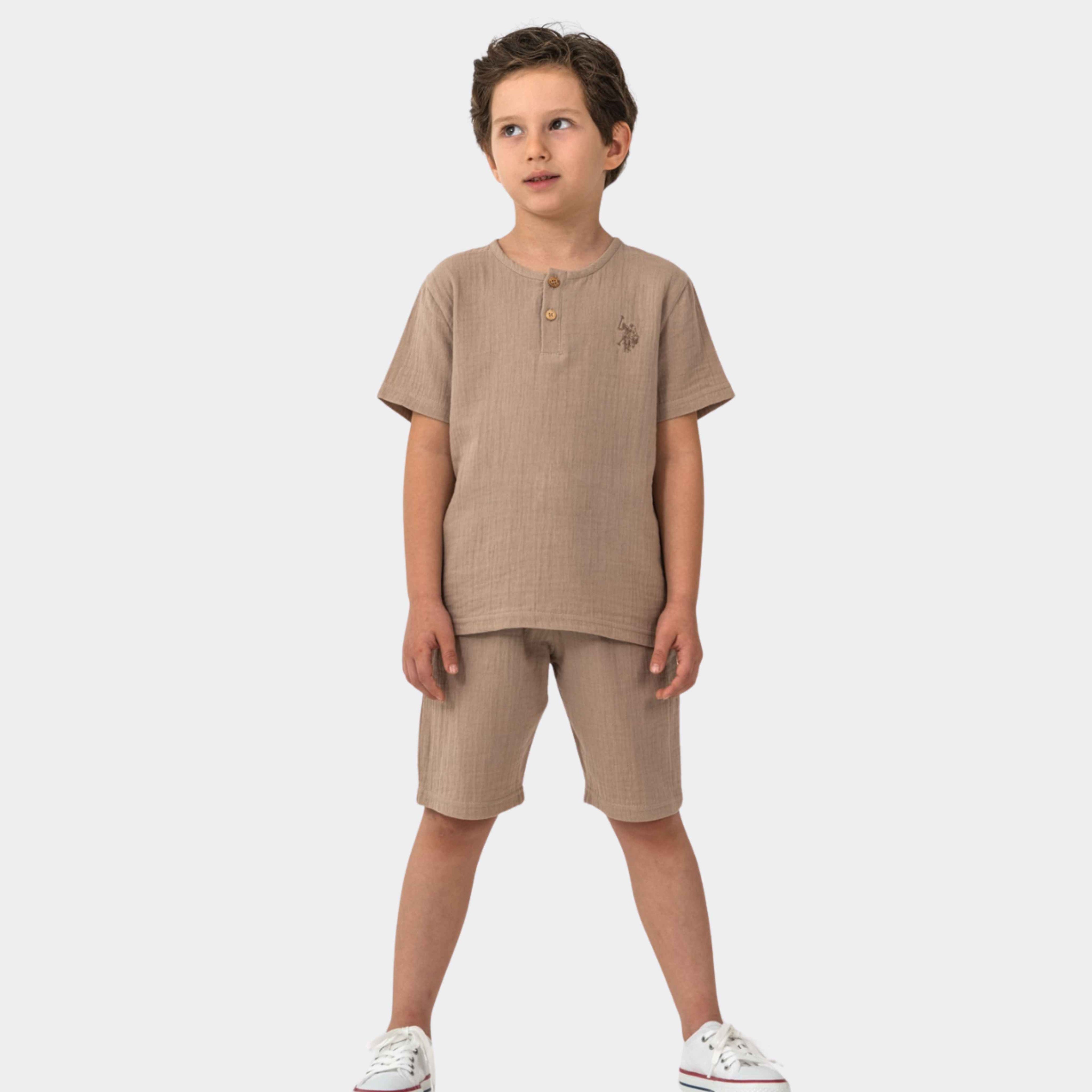 U.S. Polo Assn. | Müslin Dokulu Comfort Erkek Çocuk Şortlu Takım