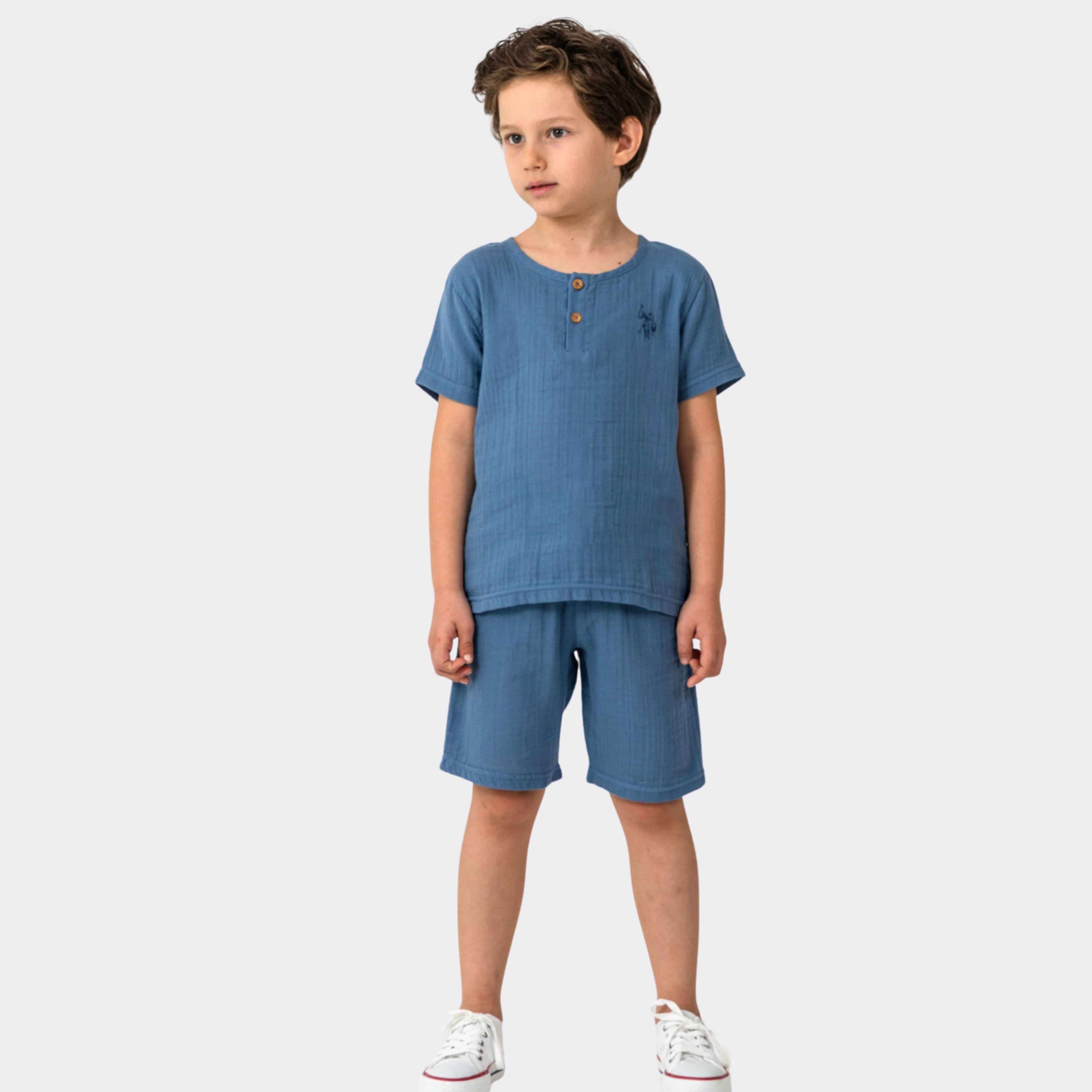 U.S. Polo Assn. | Müslin Dokulu Comfort Erkek Çocuk Şortlu Takım