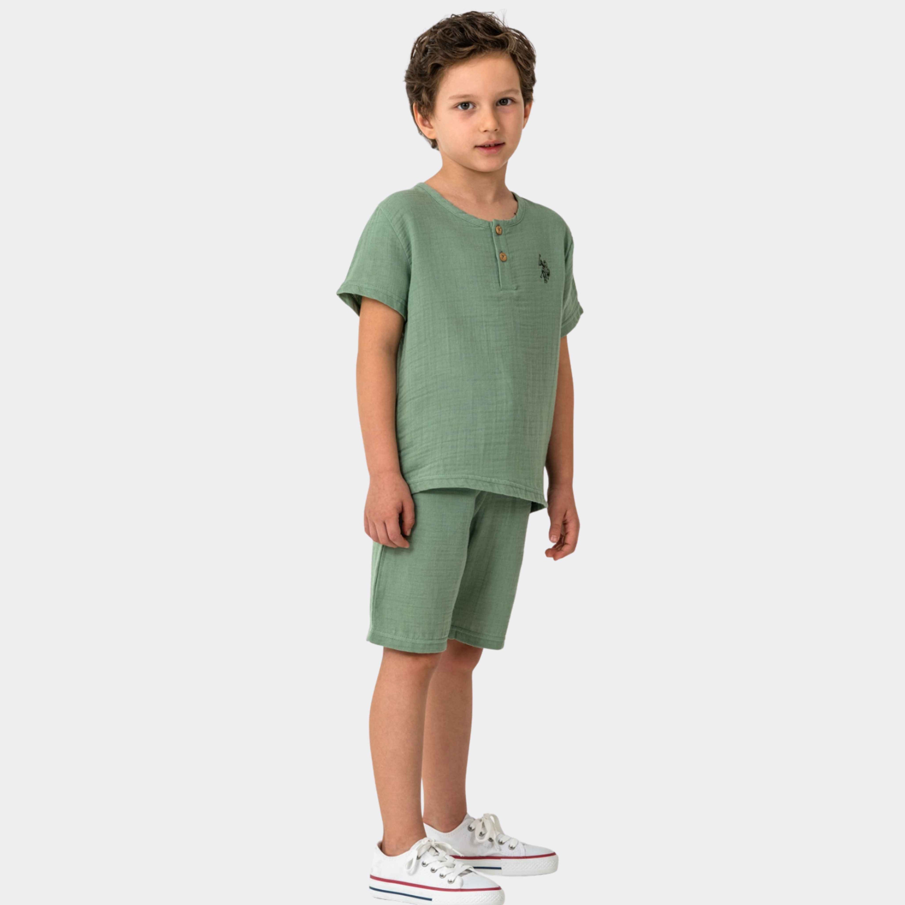 U.S. Polo Assn. | Müslin Dokulu Comfort Erkek Çocuk Şortlu Takım