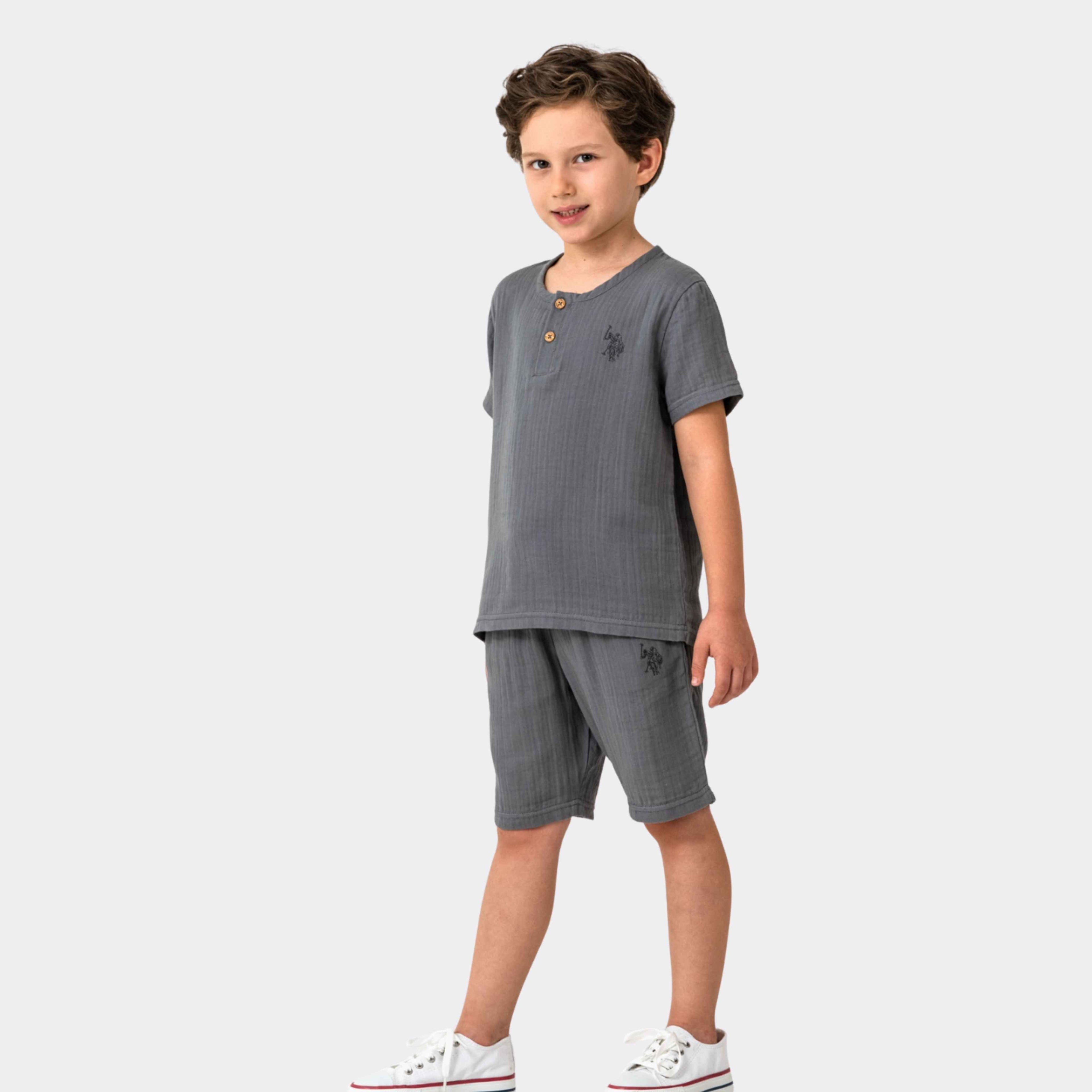 U.S. Polo Assn. | Müslin Dokulu Comfort Erkek Çocuk Şortlu Takım