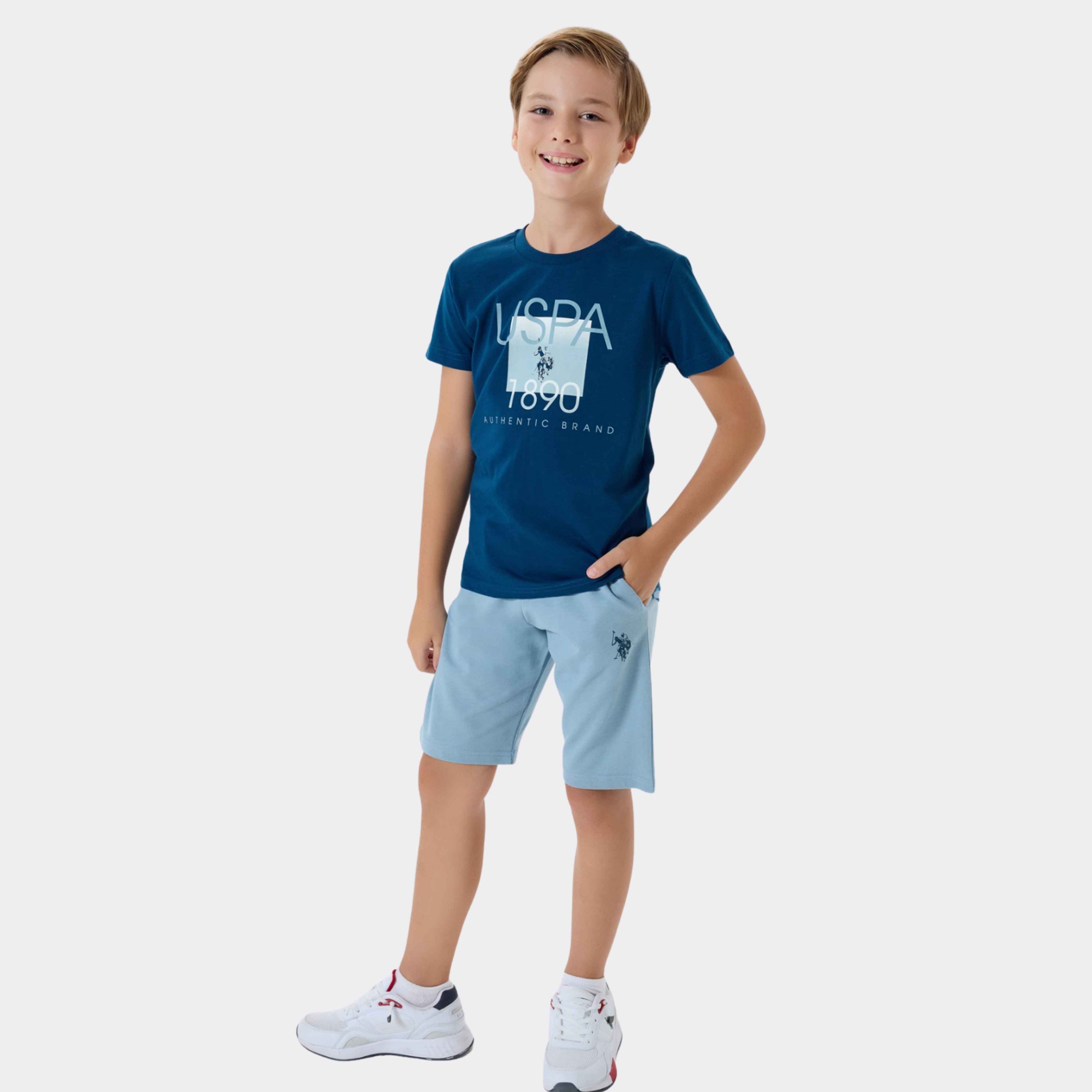 U.S. Polo Assn. | Azure Blue Authentic Erkek Çocuk Şortlu Takım