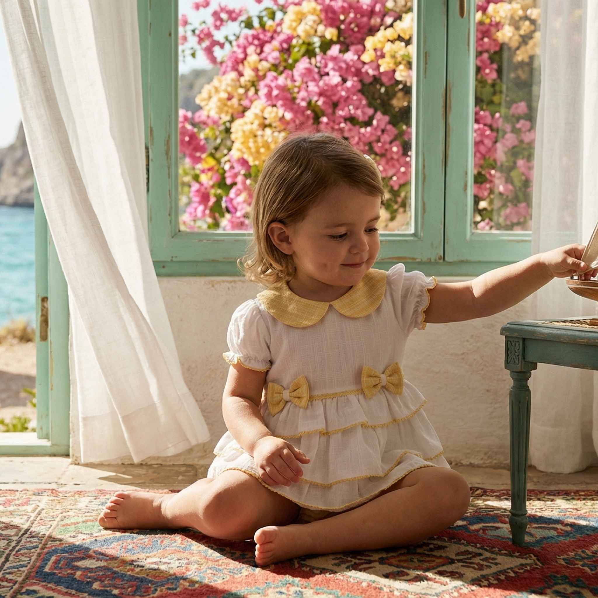 Sunshine Serisi | Fiyonk Detaylı Fırfırlı 2'li Bebek Takımı