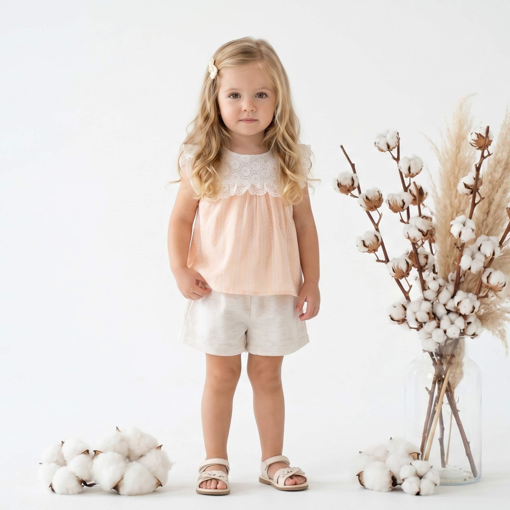 Luna Serisi | Fisto İşlemeli Bluz ve Şortlu 2'li Takım